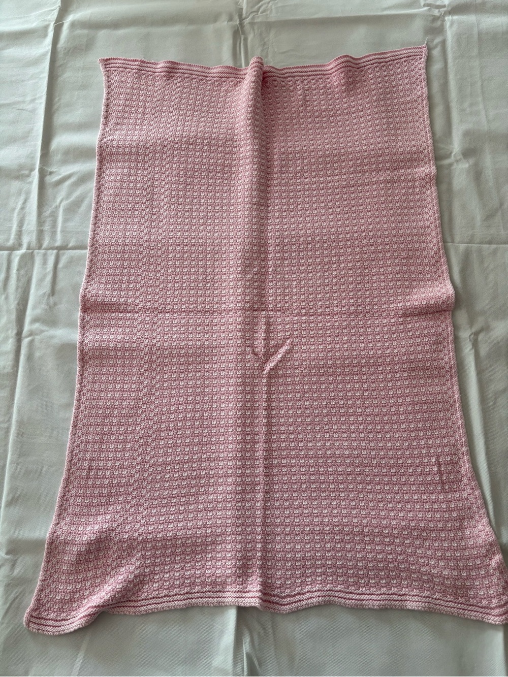 Soft Pink Knit Baby Blanket - Lightweight Crochet Throw
